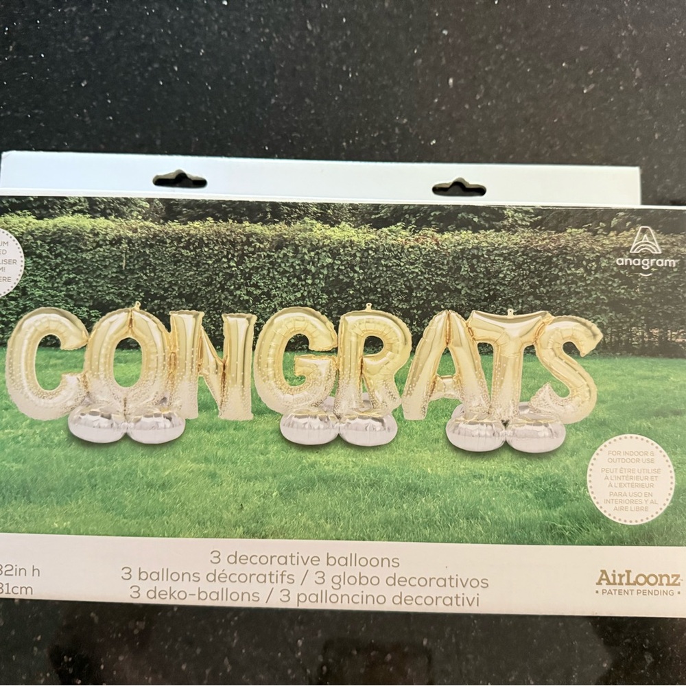 NIB Congrats Balloons for graduation, showers, engagement party, etc. 131x32”